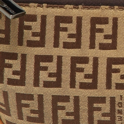 Pre Owned Fendi Tobacco Zucca Canvas and Leather Half Moon Pochette 