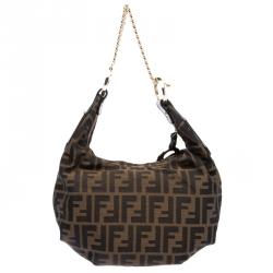 Pre Owned Fendi Tobacco Zucca Canvas Chef Chain Hobo