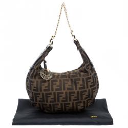 Pre Owned Fendi Tobacco Zucca Canvas Chef Chain Hobo