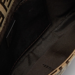 Fendi Fatigue Beige/Brown Zucchino Canvas and Leather Baguette Bag