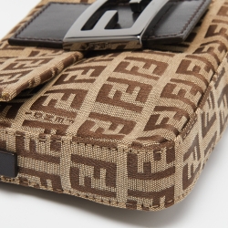 Fendi Fatigue Beige/Brown Zucchino Canvas and Leather Baguette Bag