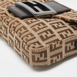 Fendi Fatigue Beige/Brown Zucchino Canvas and Leather Baguette Bag