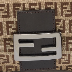 Fendi Fatigue Beige/Brown Zucchino Canvas and Leather Baguette Bag