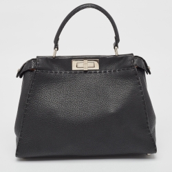 Pre Owned حقيبة فندي بيكابو متوسطة يد علوية جلد بني فاتح