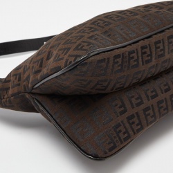 Fendi Tobacco Zucchino Fabric and Leather Baguette Flap Bag
