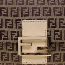 Pre Owned Fendi Tobacco Zucchino Canvas Mini Mama Baguette Bag