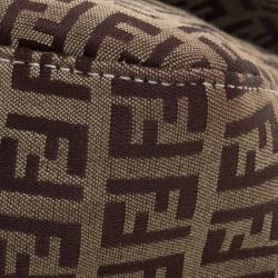 Pre Owned Fendi Tobacco Zucchino Canvas Mini Mama Baguette Bag