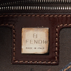 Pre Owned Fendi Navy Blue Denim Baguette Flap Bag
