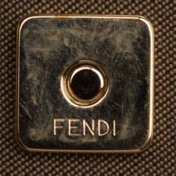 Pre Owned Fendi Magenta Leather and Pequin Canvas Envelope Clutch