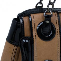 Pre Owned Fendi Brown Leather Patent Trim B Bag