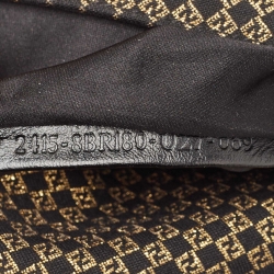 Pre Owned Fendi Gold/Black Printed Fabric and Leather Mini Mama Baguette Bag