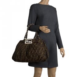 Pre Owned Fendi Tobacco Zucca Canvas Large Mia Tote