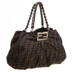 Pre Owned Fendi Tobacco Zucca Canvas Large Mia Tote