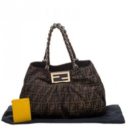 Pre Owned Fendi Tobacco Zucca Canvas Large Mia Tote