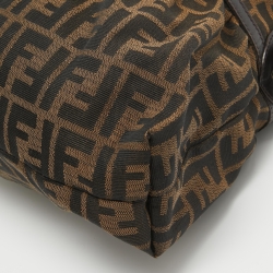 Pre Owned Fendi Tobacco Zucca Canvas and Leather Chef Hobo