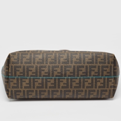 Pre Owned Fendi Ombre Green/Tobacco Zucca Coated Canvas and Leather Large Roll Tote