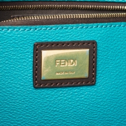 Pre Owned Fendi Ombre Green/Tobacco Zucca Coated Canvas and Leather Large Roll Tote