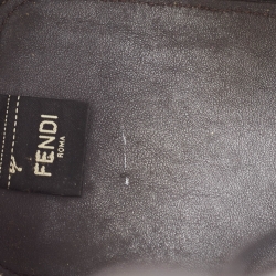 Pre Owned Fendi Choco Brown Zucca Mesh Nylon and Leather Mini Mon Tresor Bucket Bag