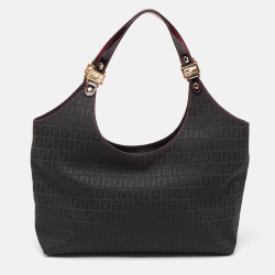 مملوكة مسبقًا Fendi Black/Magenta Zucchino Canvas Grand Shopper Tote
