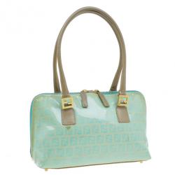 Pre Owned Fendi Light Blue Zucca Vinyl Bag
