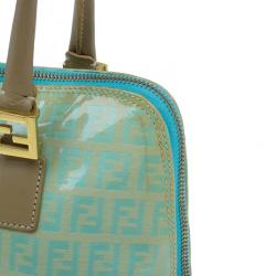 Pre Owned Fendi Light Blue Zucca Vinyl Bag