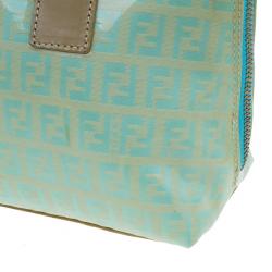 Pre Owned Fendi Light Blue Zucca Vinyl Bag