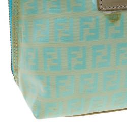 Pre Owned Fendi Light Blue Zucca Vinyl Bag