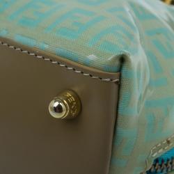 Pre Owned Fendi Light Blue Zucca Vinyl Bag