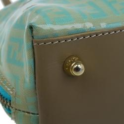 Pre Owned Fendi Light Blue Zucca Vinyl Bag