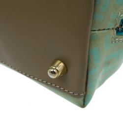 Pre Owned Fendi Light Blue Zucca Vinyl Bag