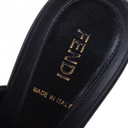 Pre Owned Fendi Black Leather Spike Heel Mules Size 37.5