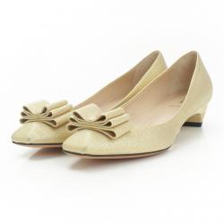  Fendi Gold Lamé Bow Pumps Size 37