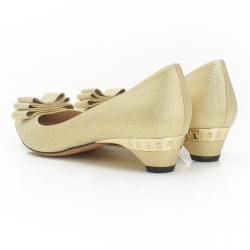  Fendi Gold Lamé Bow Pumps Size 37