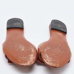 Fendi Brown Leather Flat Slides Size 37