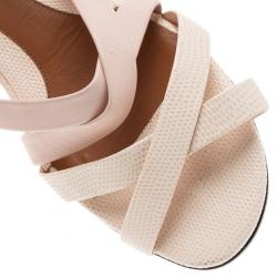 مملوكة مسبقًا Fendi Cream Leather Lily Ankle Wrap Sandals Size 38.5