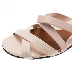 مملوكة مسبقًا Fendi Cream Leather Lily Ankle Wrap Sandals Size 38.5