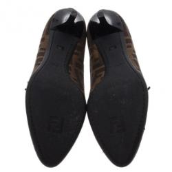 Pre Owned Fendi Zucca Canvas and Leather Pumps Size 38