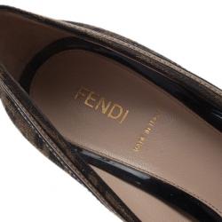 Pre Owned Fendi Zucca Canvas and Leather Pumps Size 38