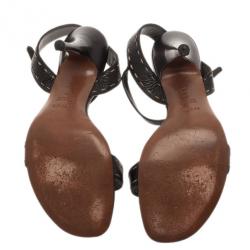 مملوكة مسبقًا Fendi Black Leather Ankle Strap Sandals Size 38