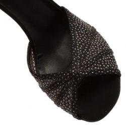 مملوكة مسبقًا Fendi Black Studded Satin Ankle Strap Sandals Size 38