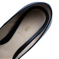 مملوكة مسبقًا Fendi Black Leather Fendista Platform Pumps Size 38