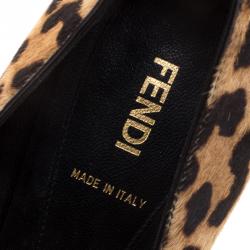 Pre Owned Fendi Leopard Print Calf Hair Pointed Toe Pumps Size 40