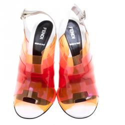 Fendi Colorblock PVC Open Toe Sandals Size 39.5