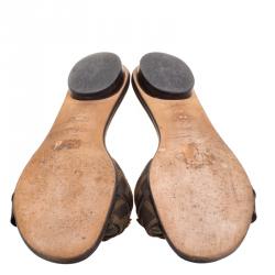 Pre Owned Fendi Tobacco Zucca Canvas Logo Disk Flat Slides Size 36