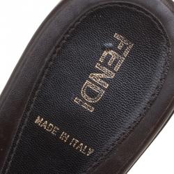 Pre Owned Fendi Tobacco Zucca Canvas Logo Disk Flat Slides Size 36