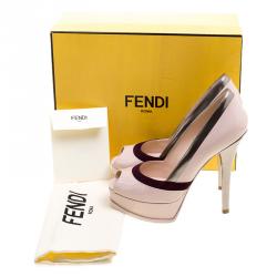 Pre Owned Fendi Tri Color Patent Leather and Suede Fendista Peep Toe Platform Pumps Size 39