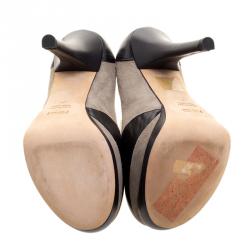 Pre Owned Fendi Two Tone Suede and Leather Platform Pumps Size 35