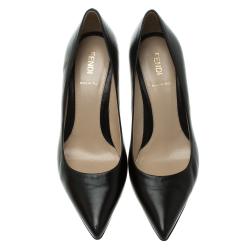 Pre Owned Fendi Black Leather Decollete Pointed Toe Pumps Size 38