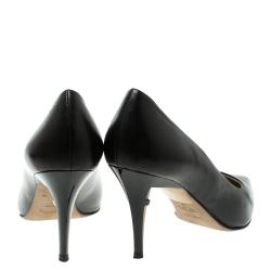 Pre Owned Fendi Black Leather Decollete Pointed Toe Pumps Size 38