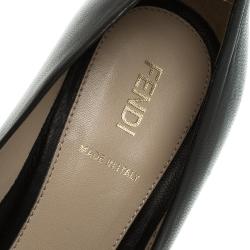 Pre Owned Fendi Black Leather Decollete Pointed Toe Pumps Size 38